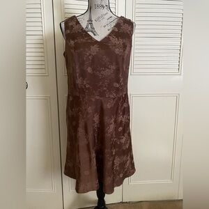 Yaly Couture brown tonal brocade sleeveless dress silk viscose